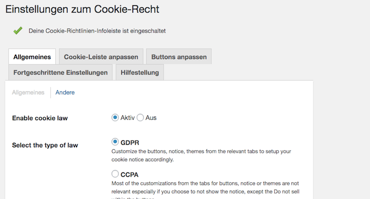 WordPress Ratgeber EU DSGVO Cookie Hinweis richtig einbauen